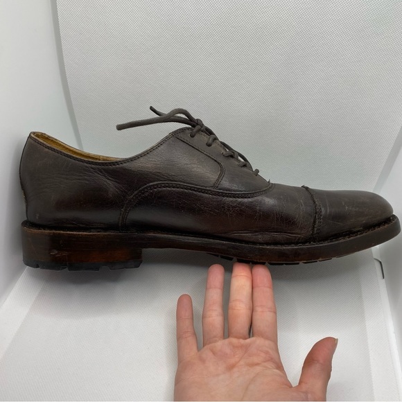 Frye Bowery Bal Cap Toe Lace Up Oxfords Shoes Brown Red 3480533 Dress Leather - Picture 6 of 14